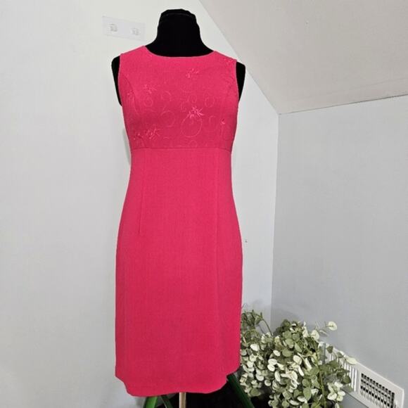 Vintage Two-Piece Fuchsia Midi Length Sheath Dress with Jacket by Sag Harbor 10 - Picture 2 of 13